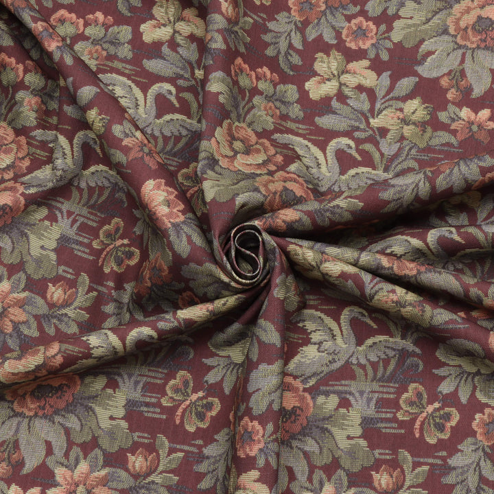 Heritage Swan Burgundy Fabric