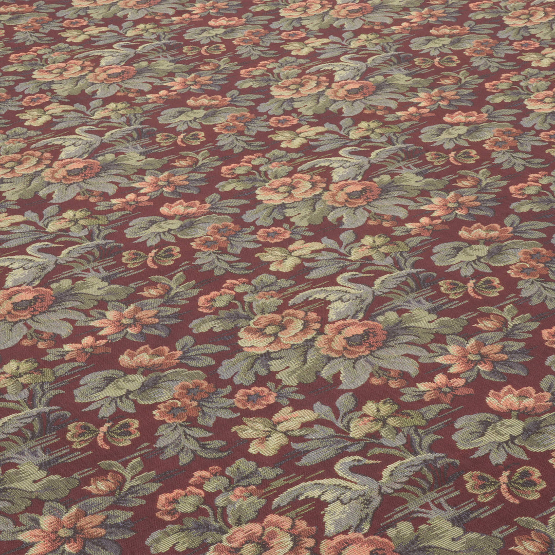 Heritage Swan Burgundy Fabric