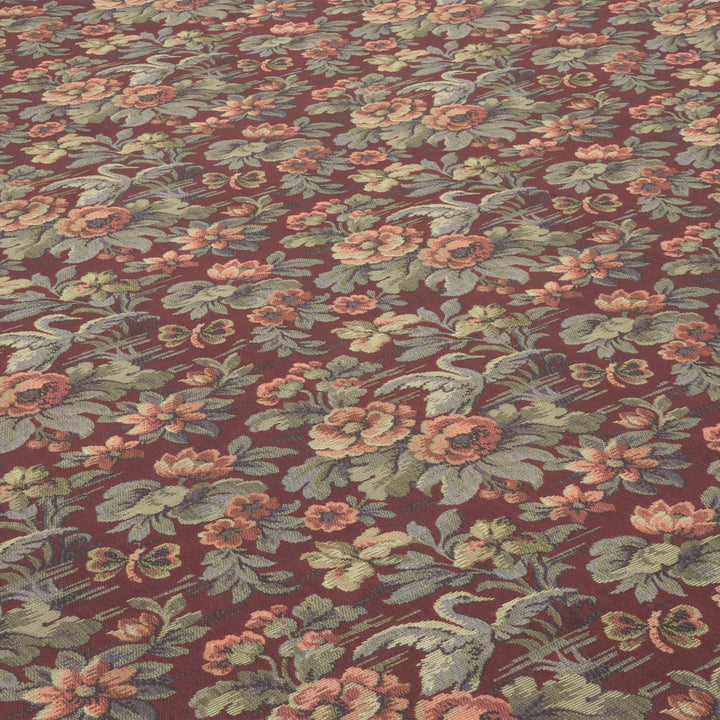 Heritage Swan Burgundy Fabric