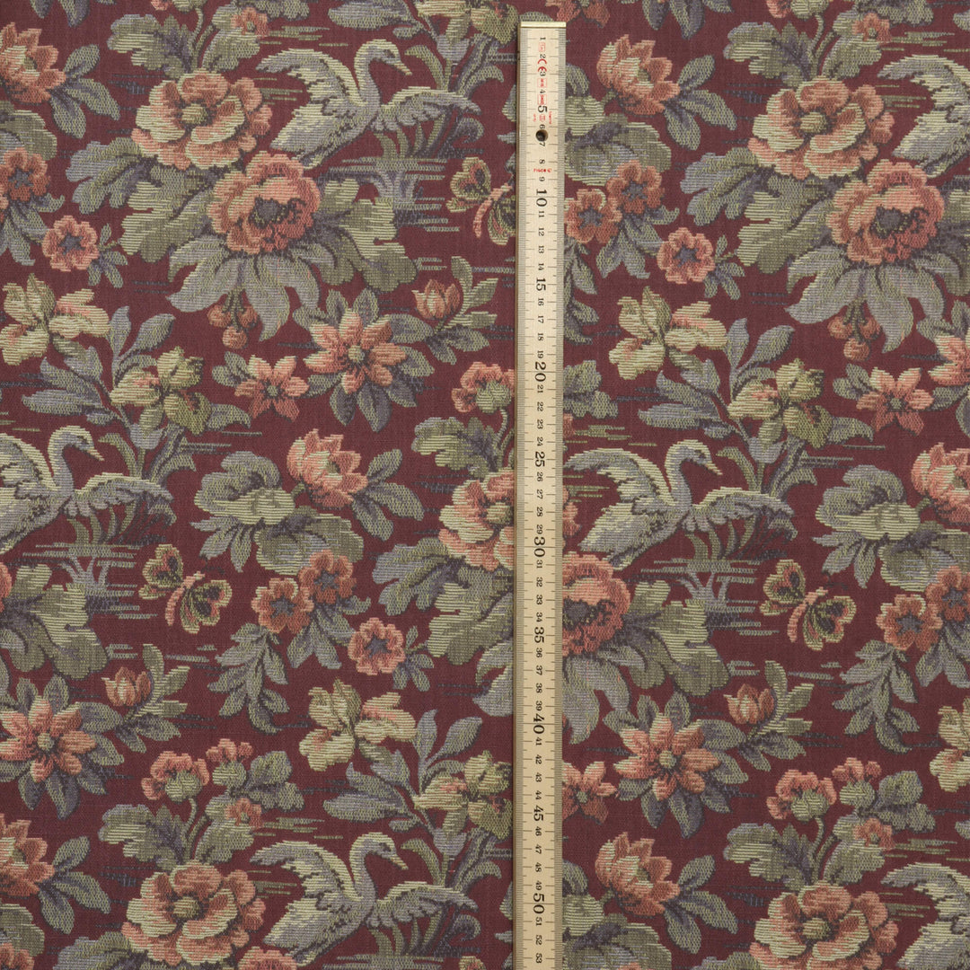 Heritage Swan Burgundy Fabric