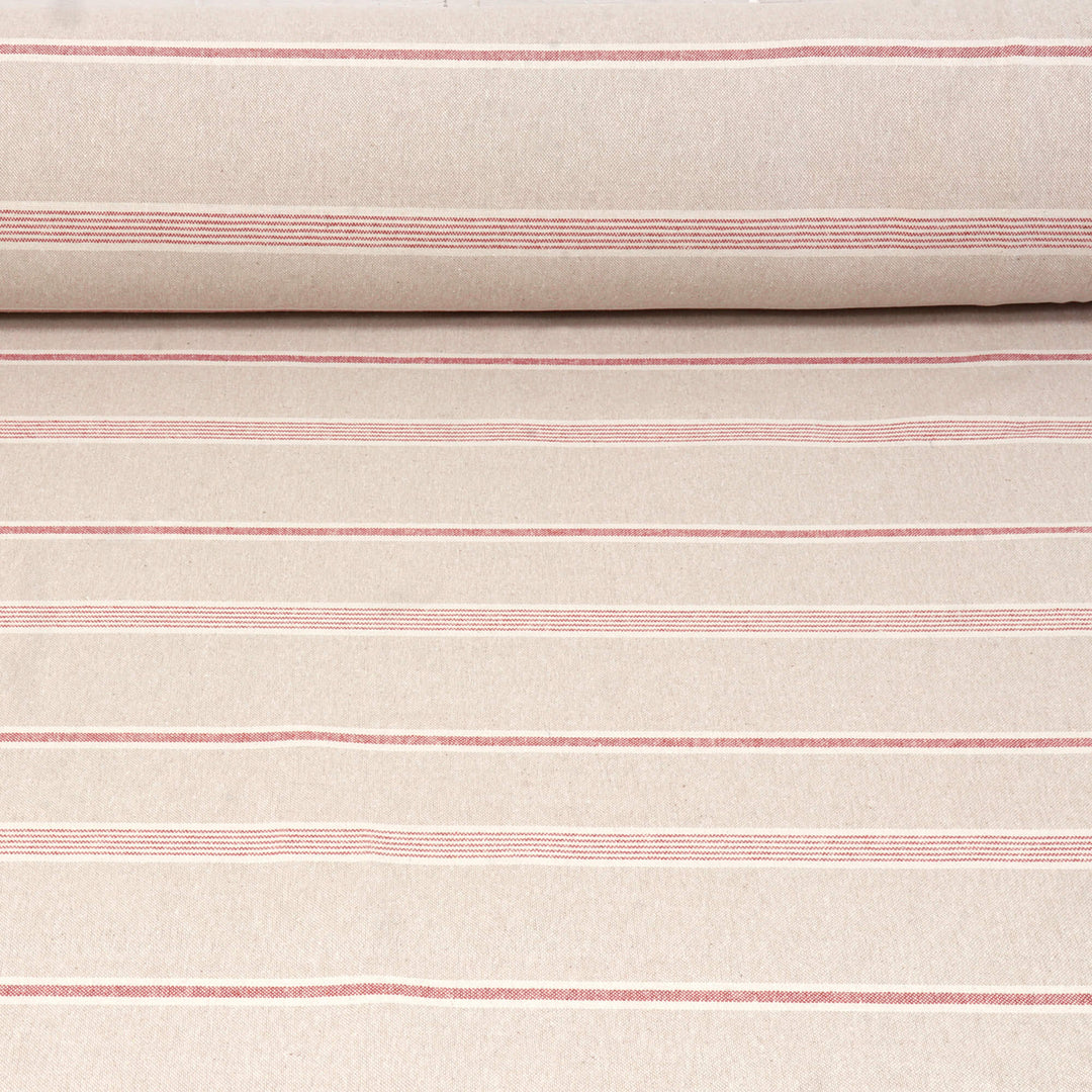 Farmhouse Stripe Red Double Width Fabric