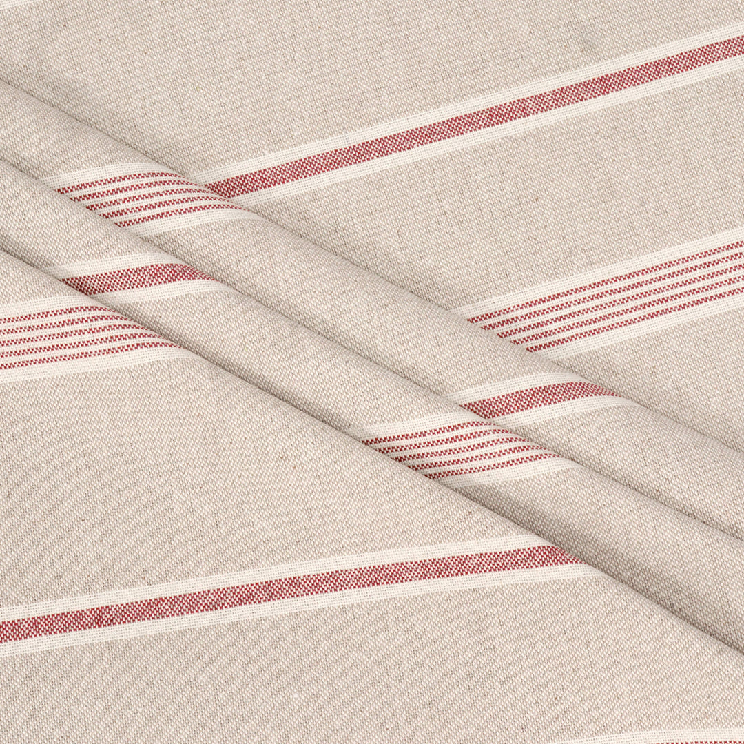 Farmhouse Stripe Red Double Width Fabric