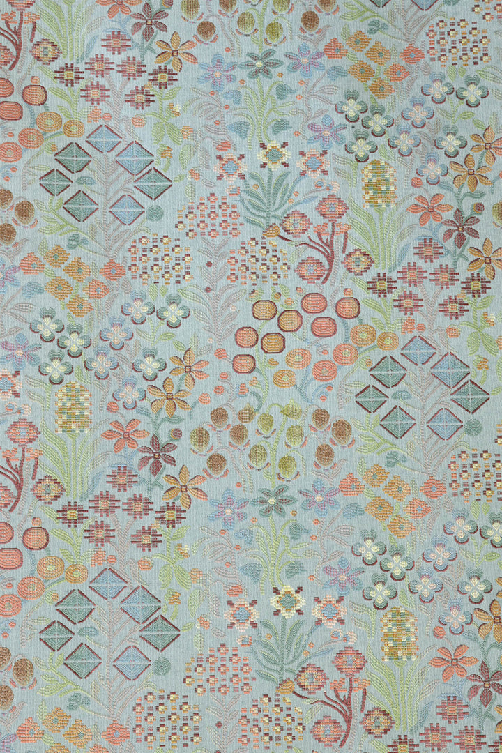 Rosaline Floral Duck Egg Tapestry Fabric