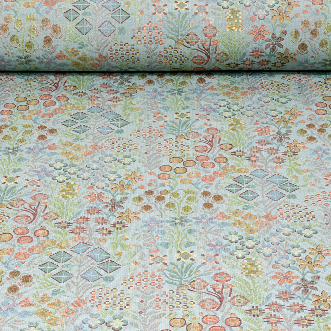 Rosaline Floral Duck Egg Tapestry Fabric
