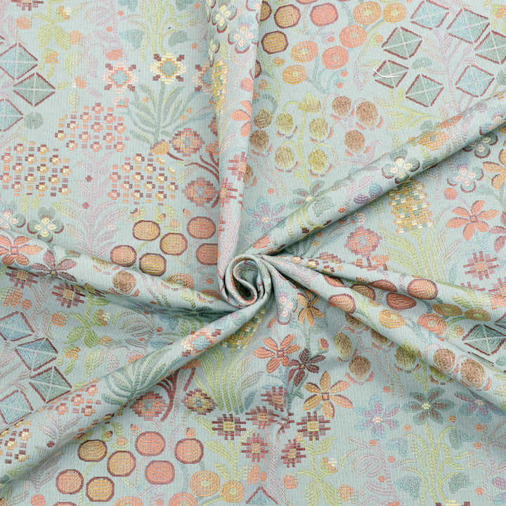 Rosaline Floral Duck Egg Tapestry Fabric