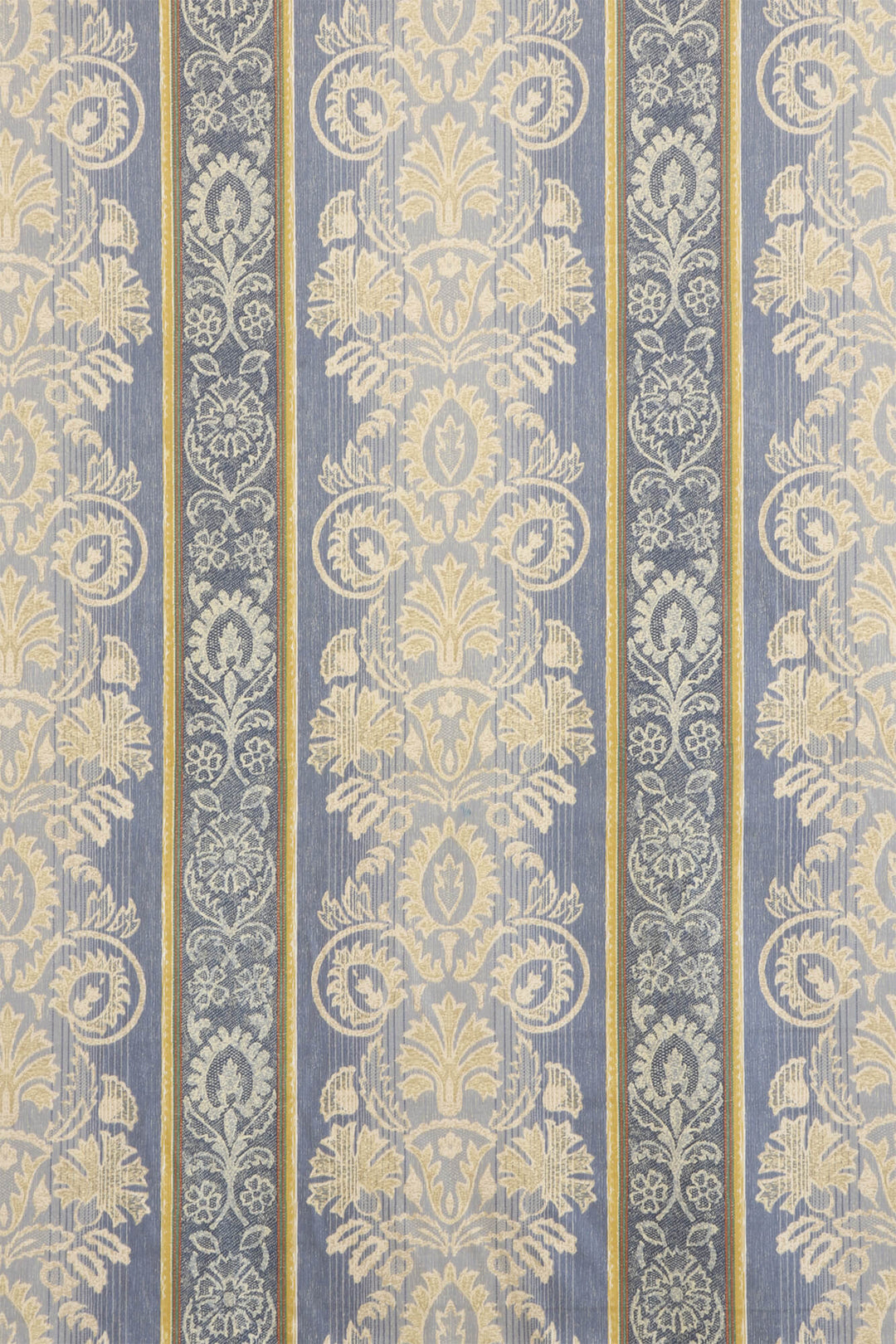 Clearance Versailles Damask Stripe Blue &amp; Gold Fabric