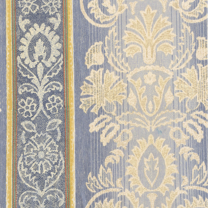 Clearance Versailles Damask Stripe Blue &amp; Gold Fabric