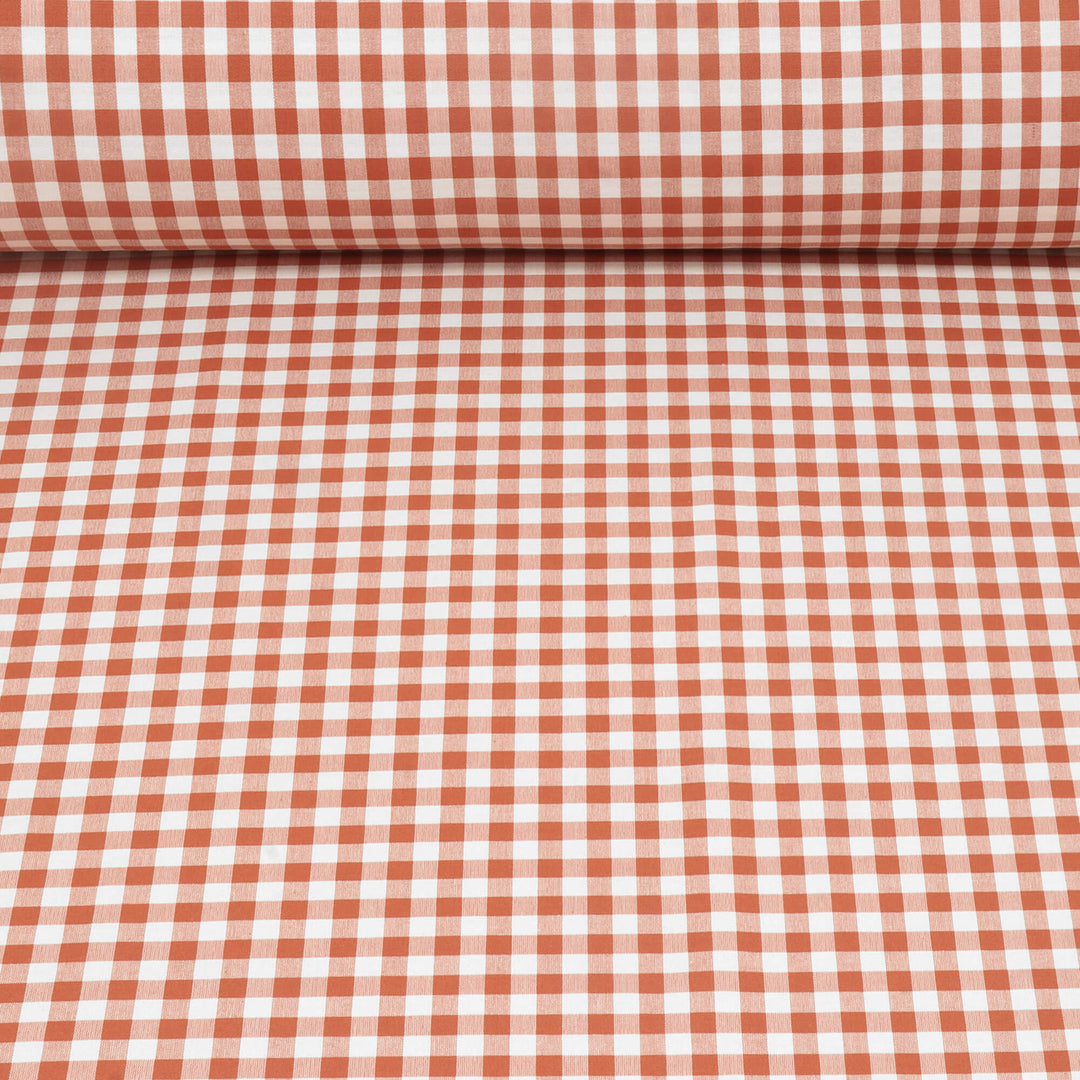 Gingham Check Fabric - Orange