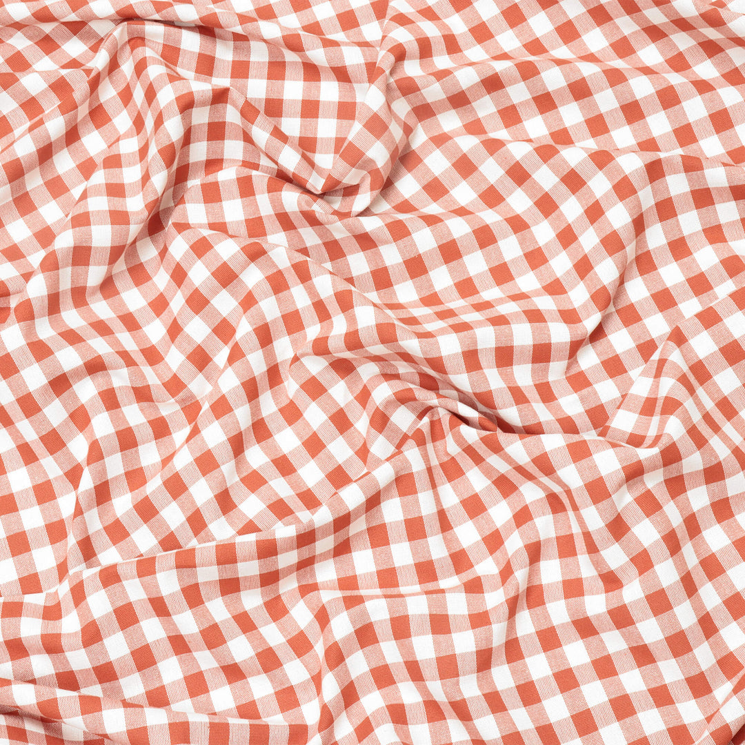Gingham Check Fabric - Orange