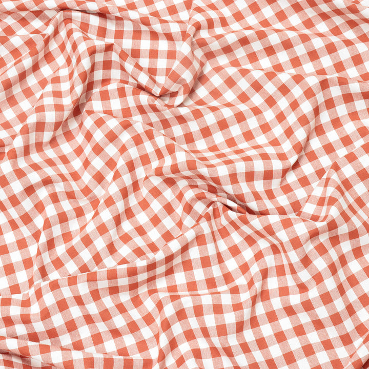 Gingham Check Fabric - Orange