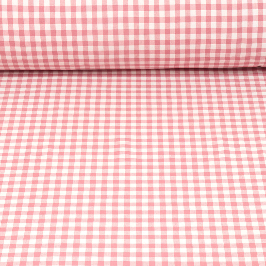 Gingham Check Fabric - Dusky Pink
