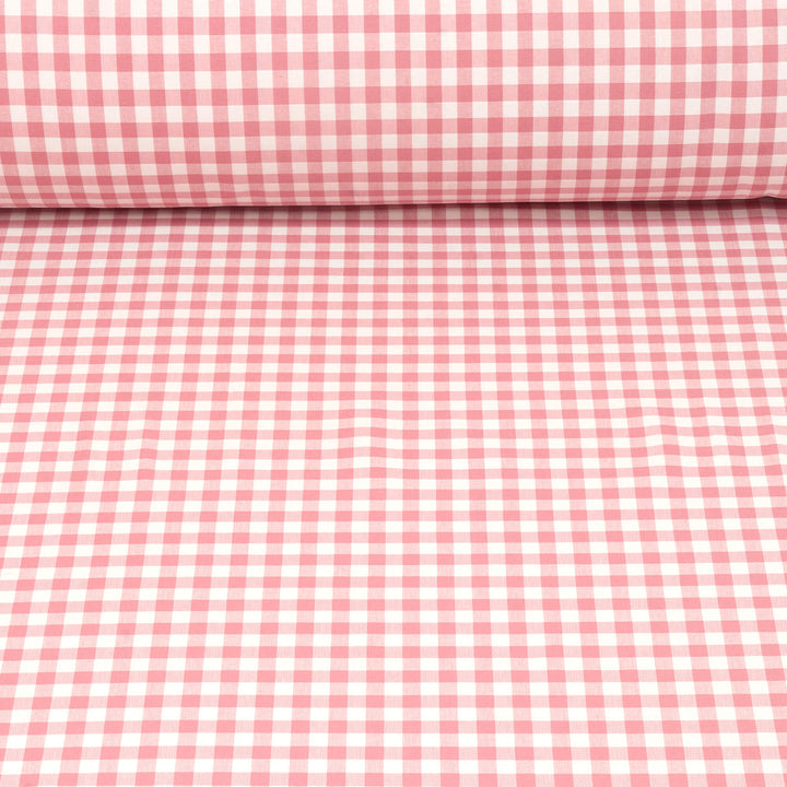 Gingham Check Fabric - Dusky Pink