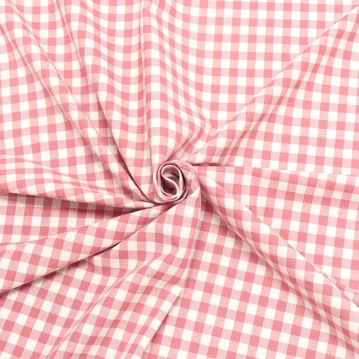 Gingham Check Fabric - Dusky Pink