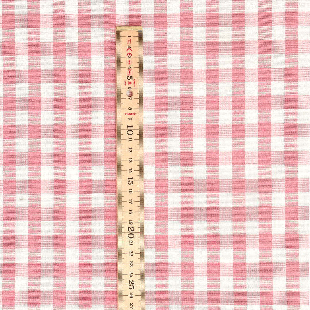 Gingham Check Fabric - Dusky Pink
