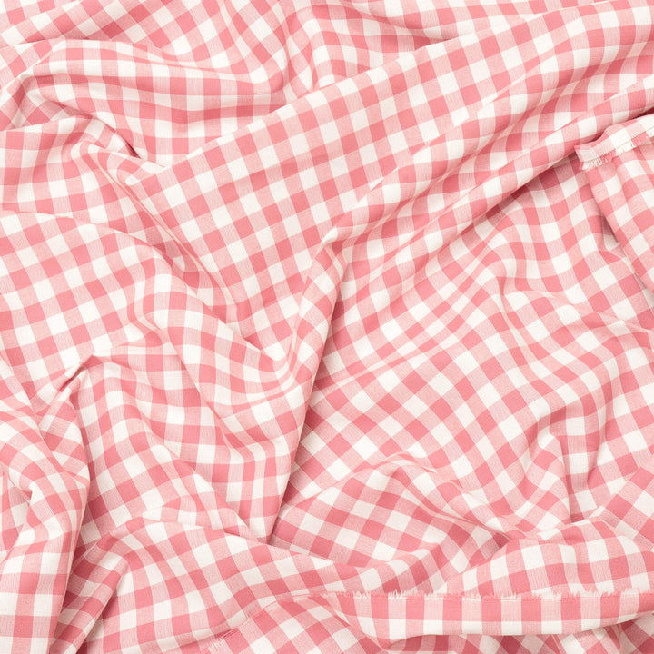 Gingham Check Fabric - Dusky Pink