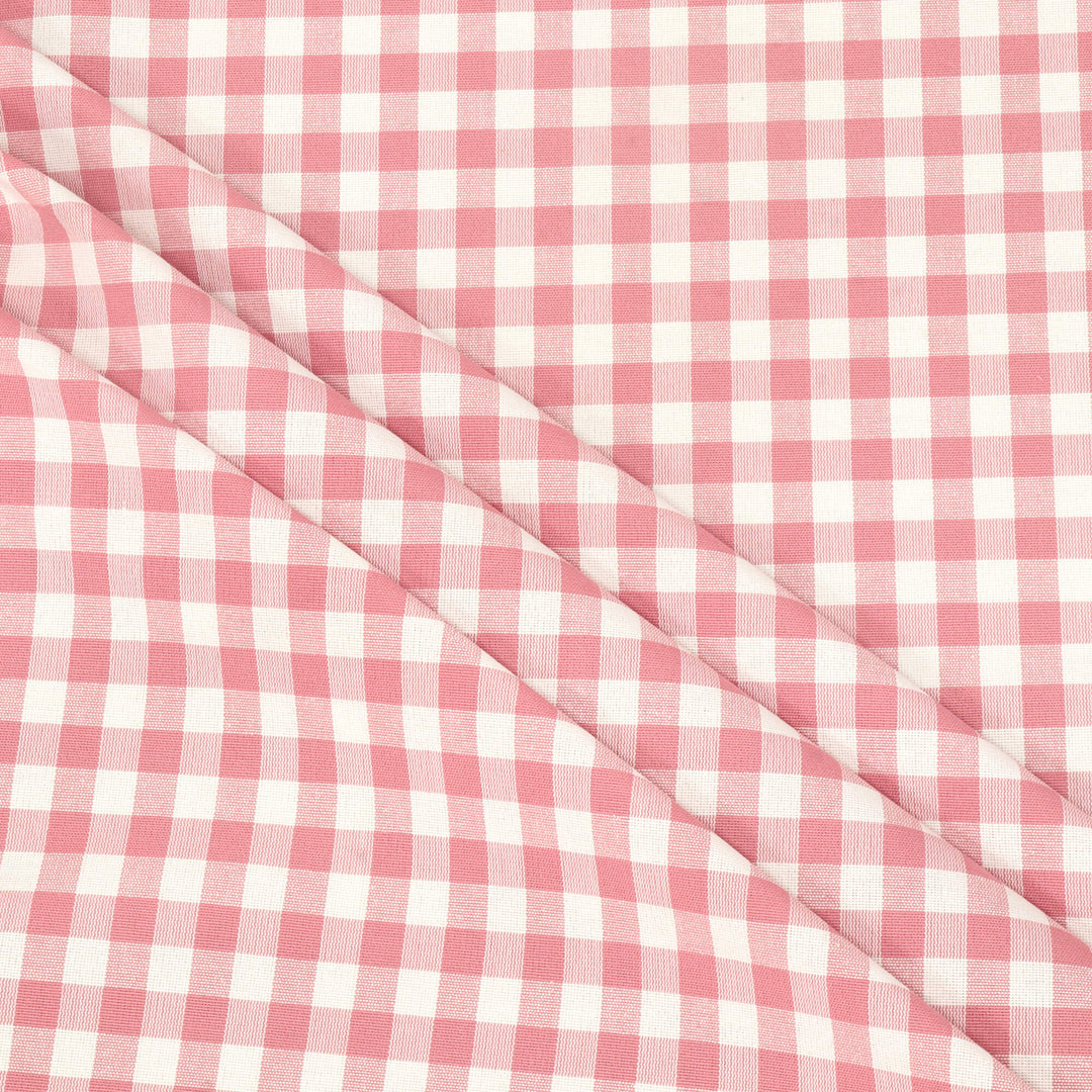Gingham Check Fabric - Dusky Pink