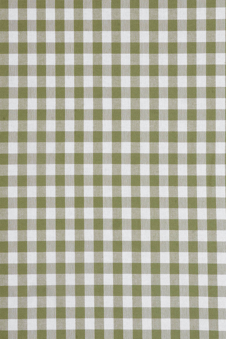 Gingham Check Fabric - Olive Green