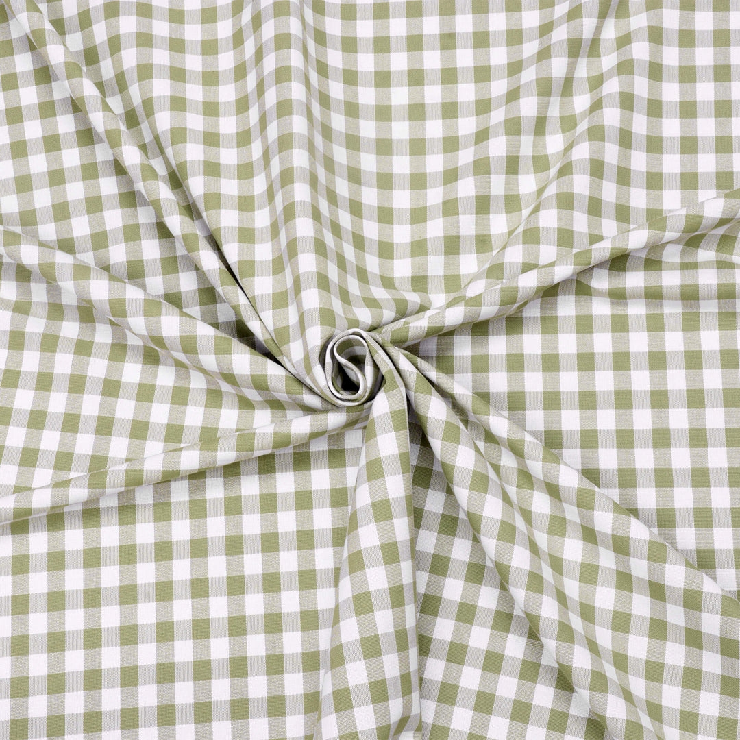 Gingham Check Fabric - Olive Green