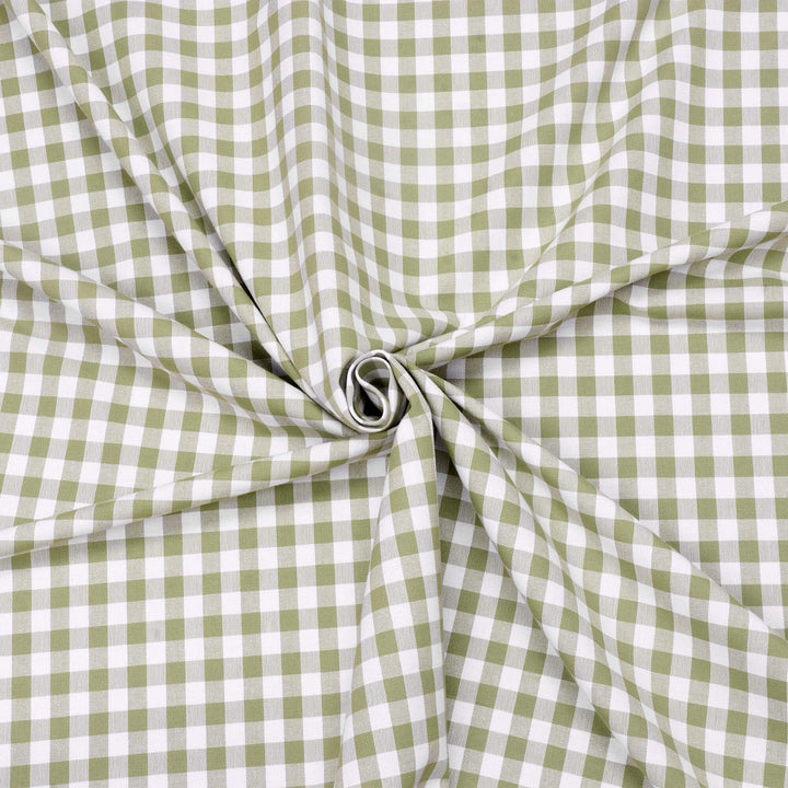 Gingham Check Fabric - Olive Green