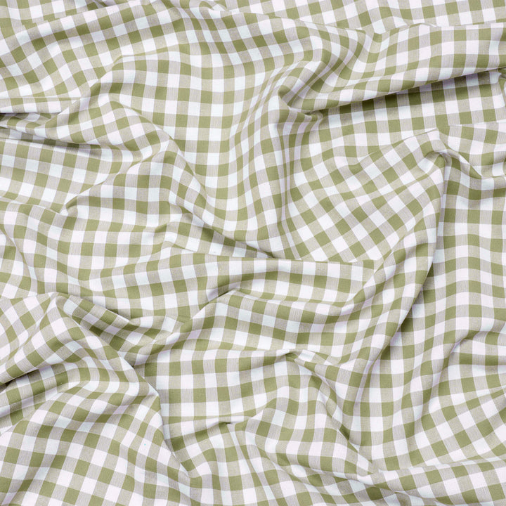 Gingham Check Fabric - Olive Green