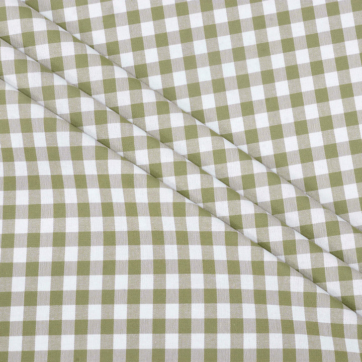 Gingham Check Fabric - Olive Green