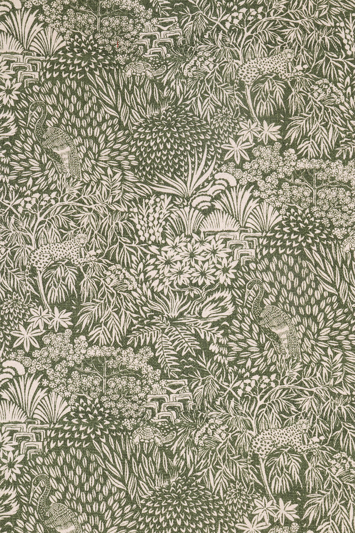 Rajasthani Garden Forest Green Fabric