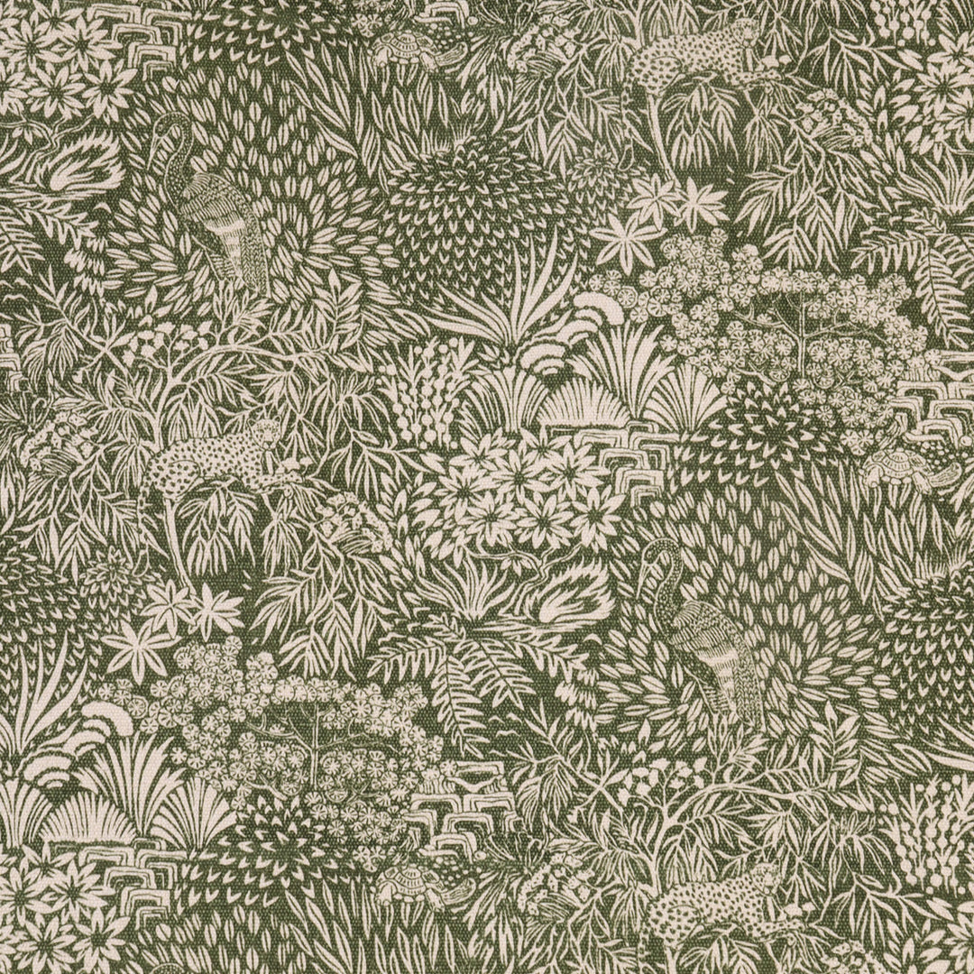 Rajasthani Garden Forest Green Fabric