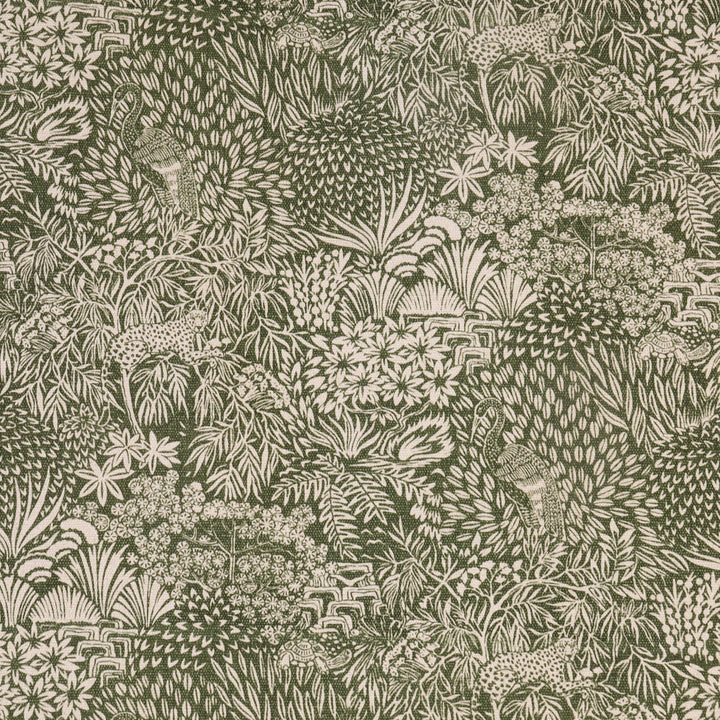 Rajasthani Garden Forest Green Fabric