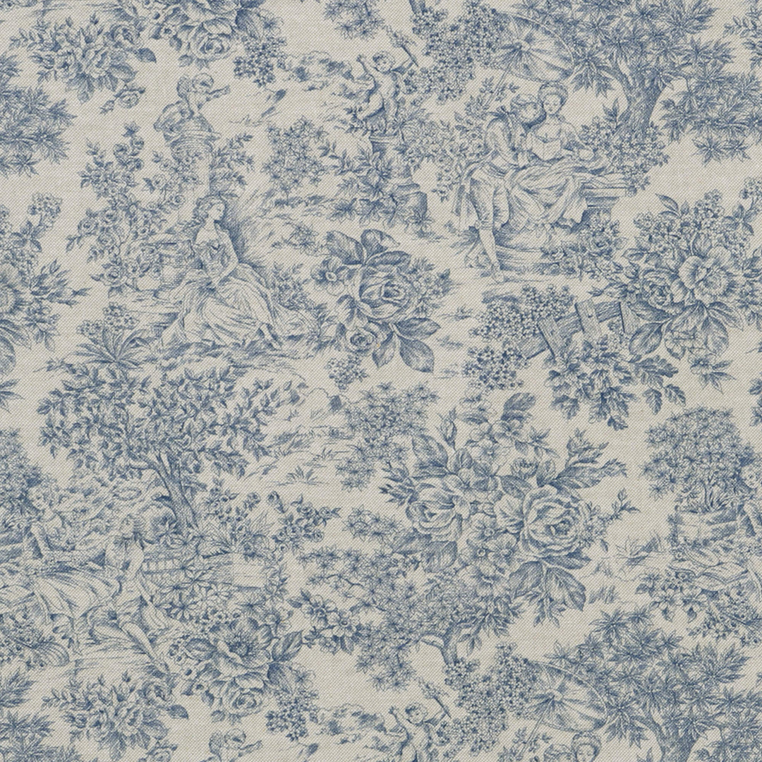 Vintage Toile Blue Double Width Fabric