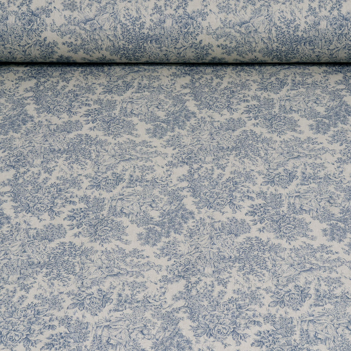 Vintage Toile Blue Double Width Fabric
