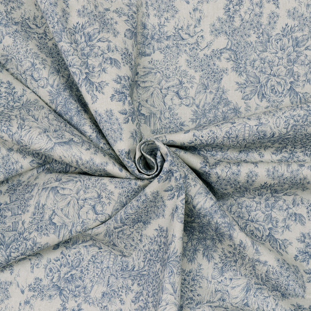 Vintage Toile Blue Double Width Fabric