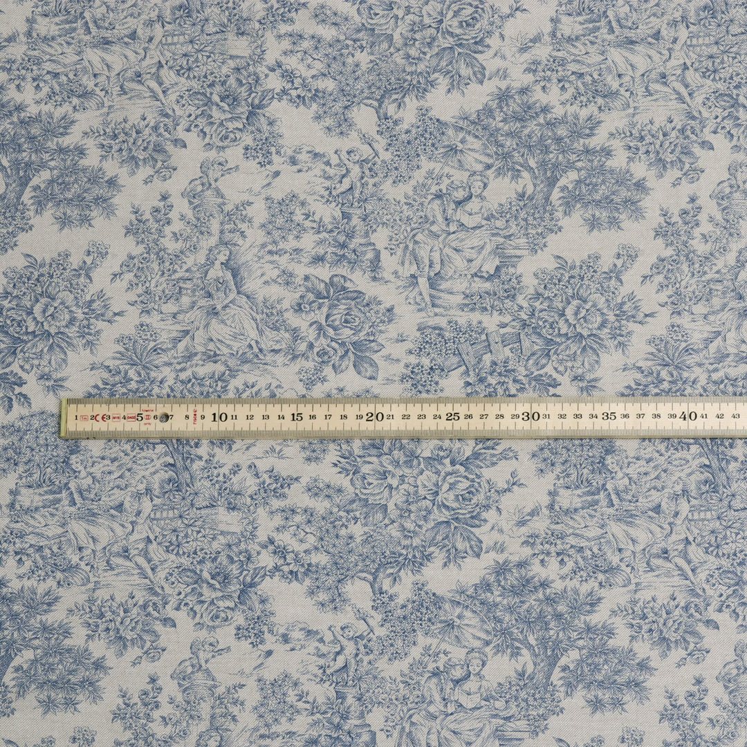 Vintage Toile Blue Double Width Fabric
