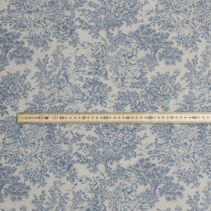 Vintage Toile Blue Double Width Fabric