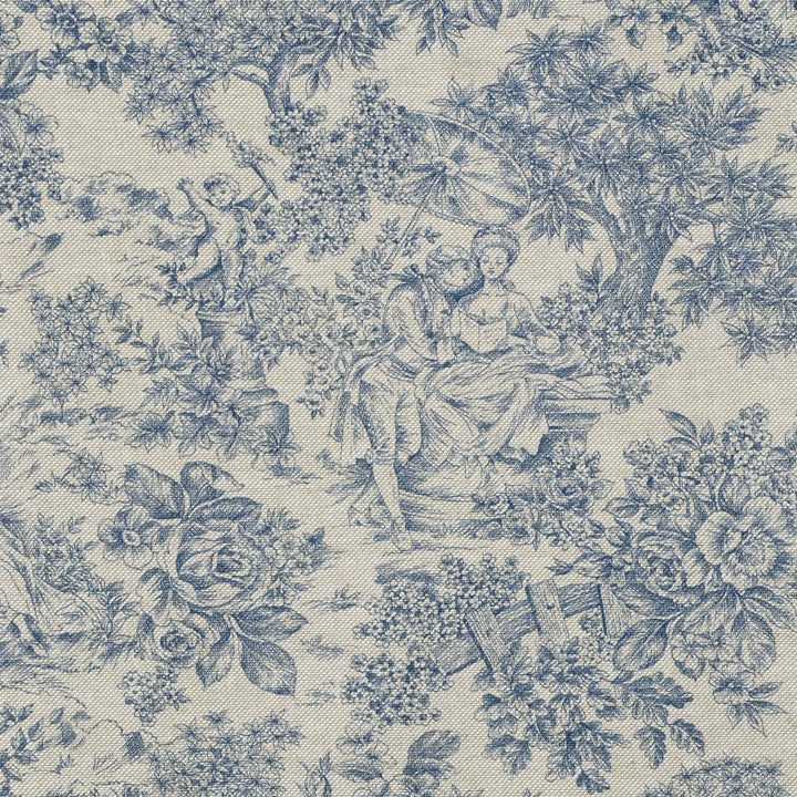 Vintage Toile Blue Double Width Fabric