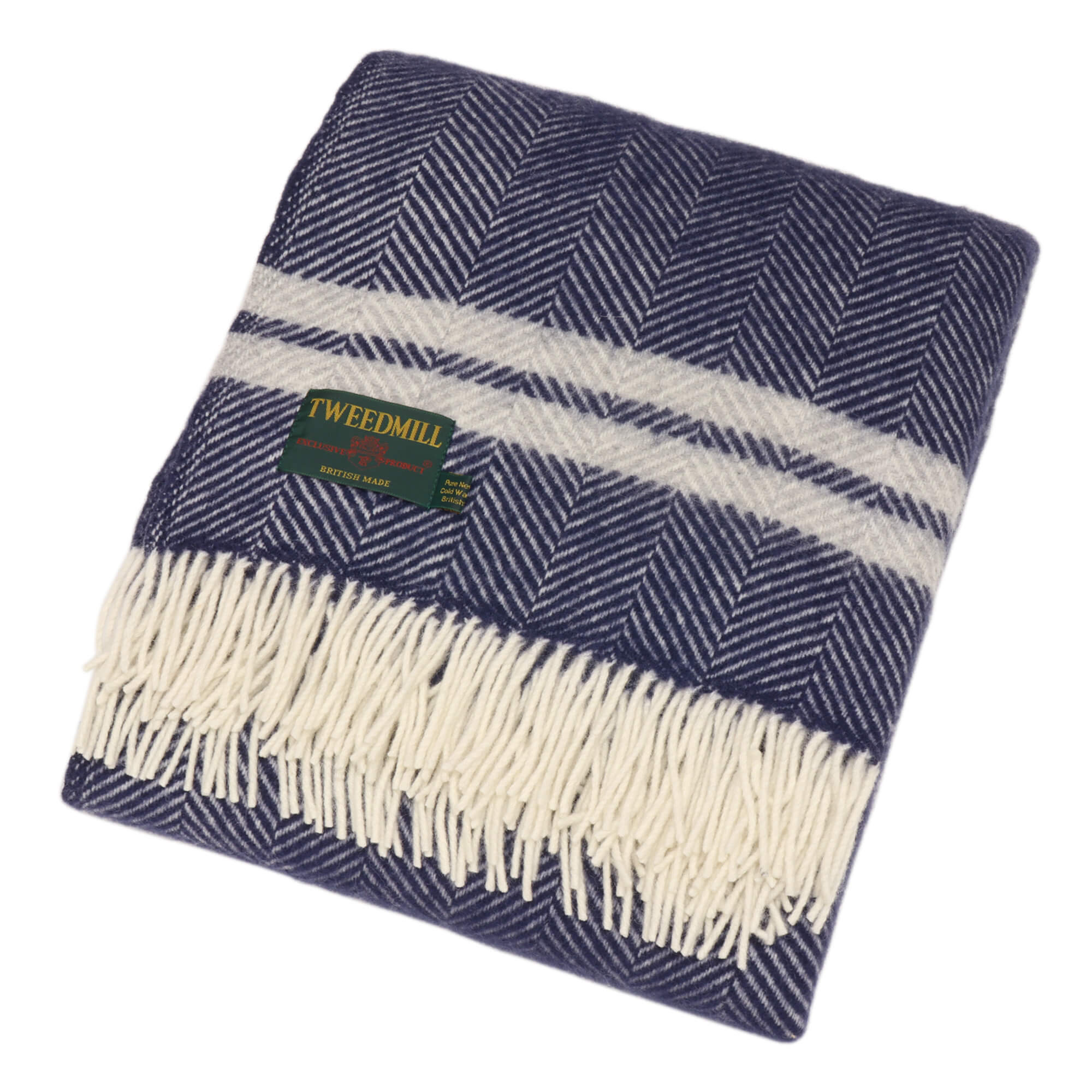 Tweedmill Fishbone Double Stripe Throw Navy & Grey – Foy & Co Interiors