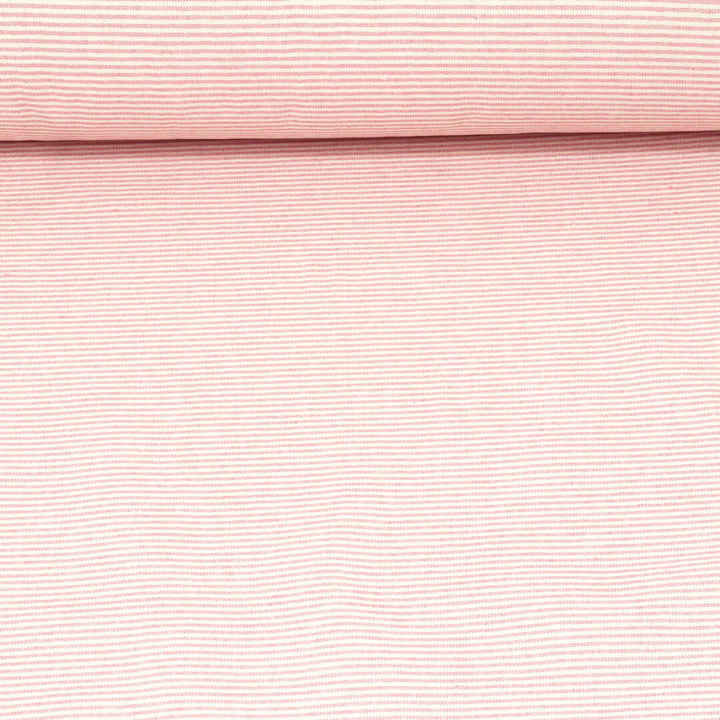 Oxford Pinstripe Raspberry Double Width Fabric