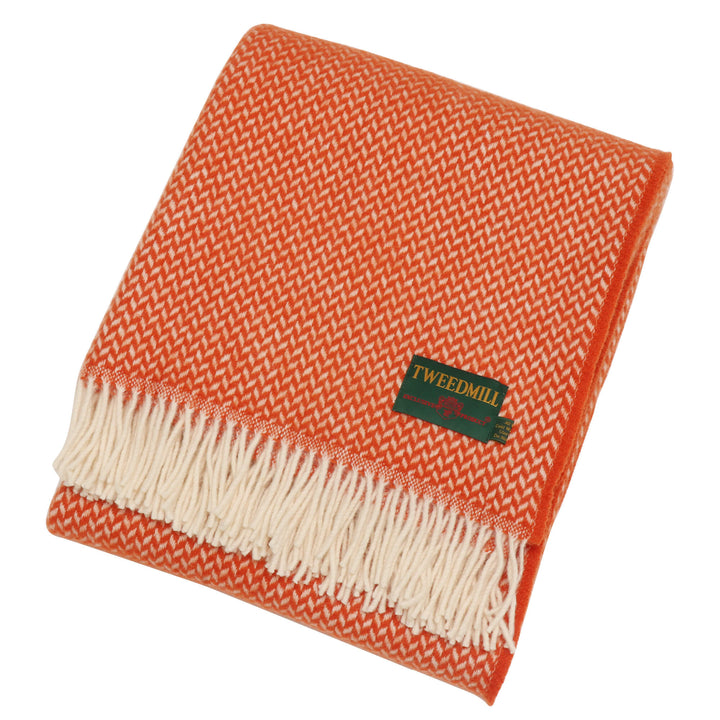 Tweedmill Geometric Wool Throw Burnt Orange