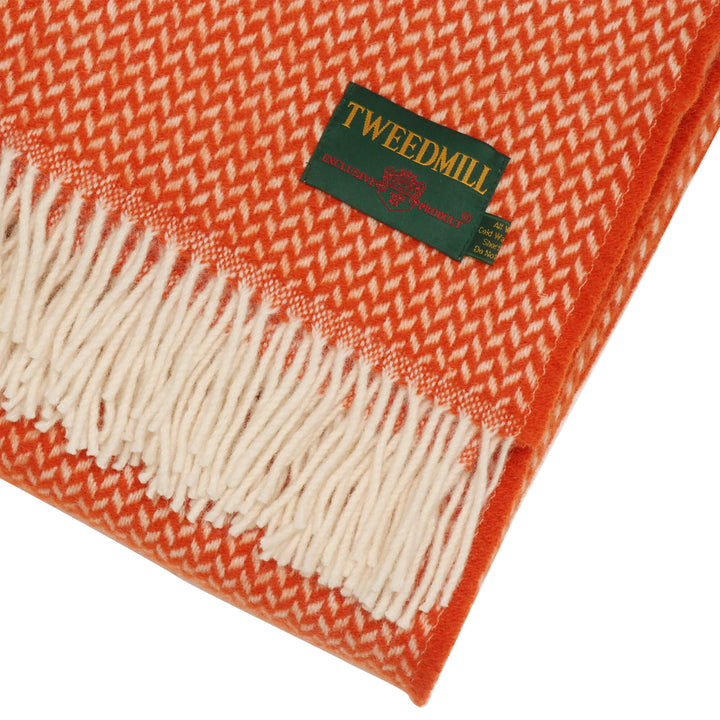 Tweedmill Geometric Wool Throw Burnt Orange