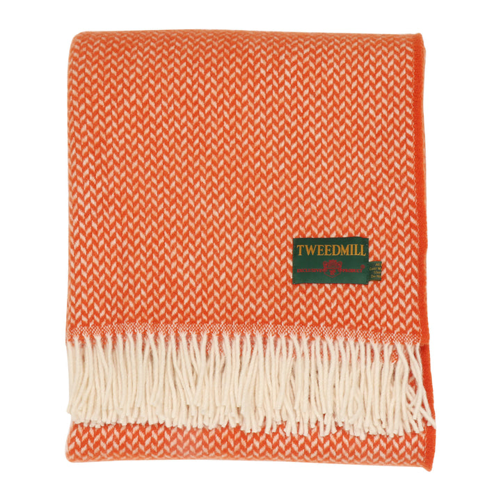 Tweedmill Geometric Wool Throw Burnt Orange