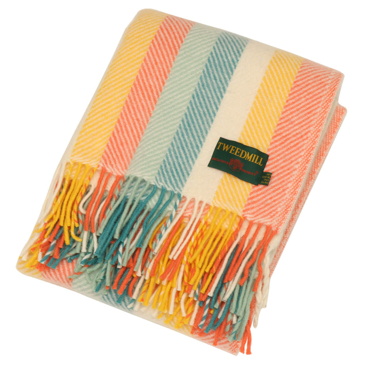 Tweedmill Herringbone Wool Throw Autumn Stripe