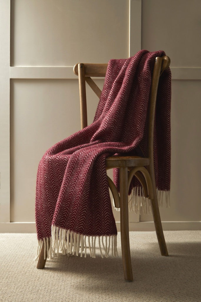 Tweedmill Dune Herringbone Wool Throw Beet