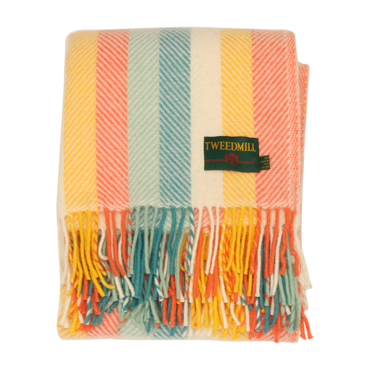 Tweedmill Herringbone Wool Throw Autumn Stripe