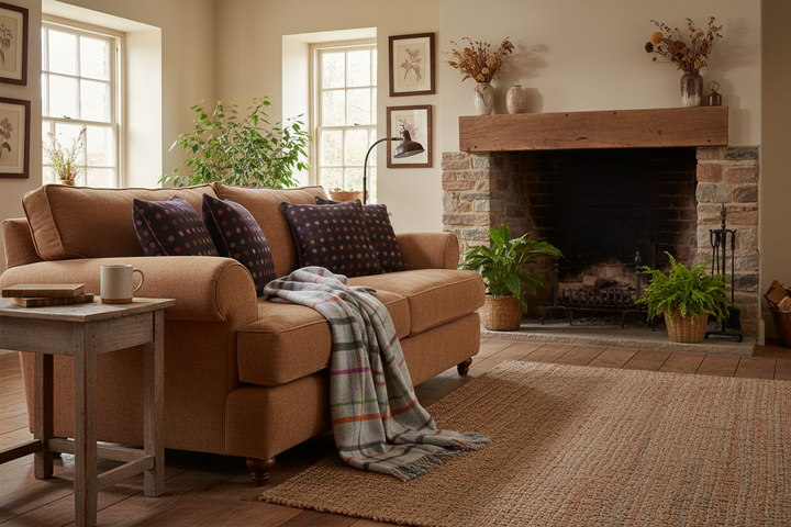 Dales By Moon Windowpane Check Merino Wool Throw Grey/Multi