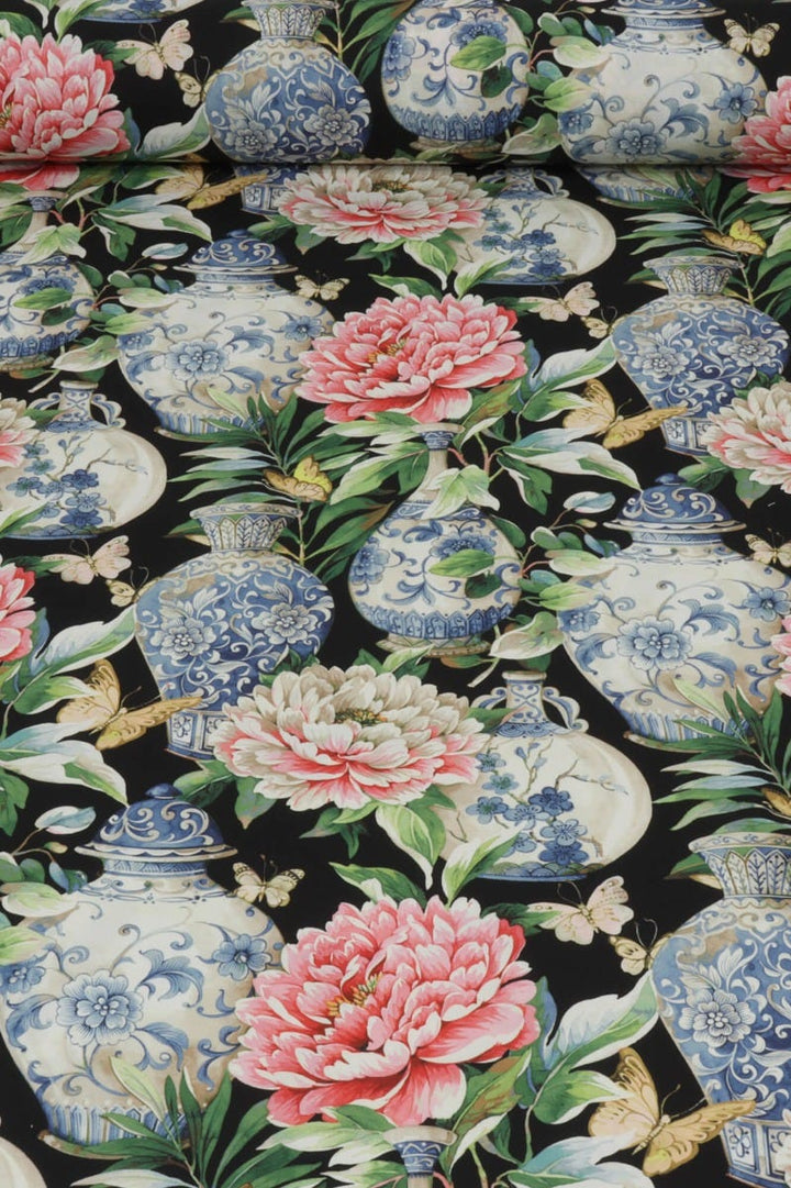 Clearance Dorchester Floral Black Fabric