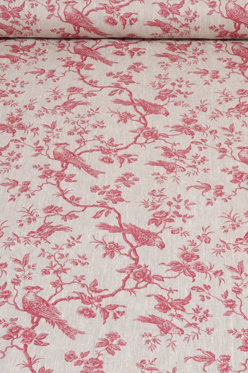 Pinterest Raspberry Toile Isabelle Bird Raspberry Toile Linen Fabric – Foy & Co Interiors