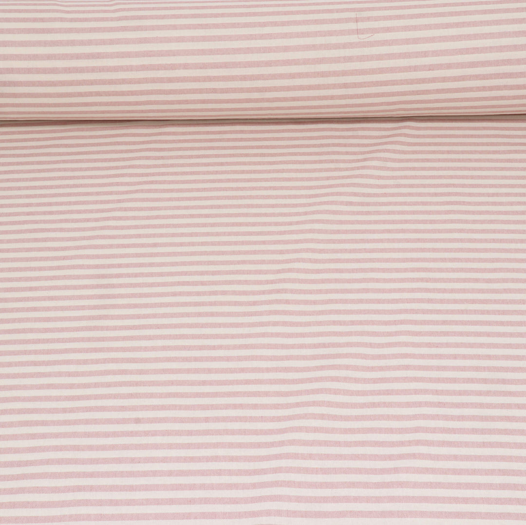 Oxford Stripe Dusky Pink Double Width Fabric