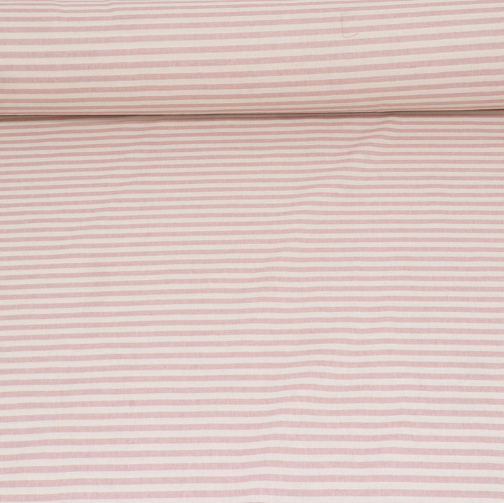Oxford Stripe Dusky Pink Double Width Fabric