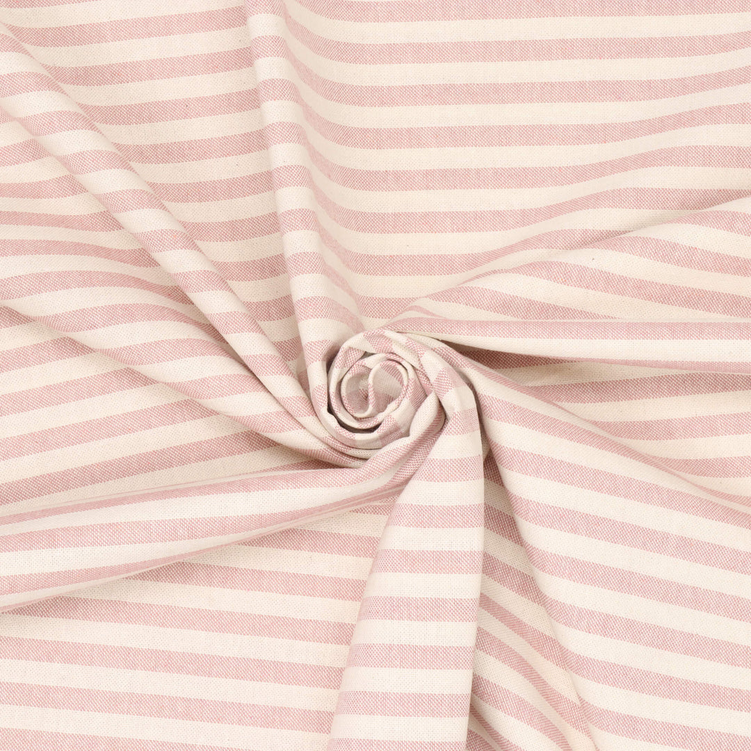 Oxford Stripe Dusky Pink Double Width Fabric