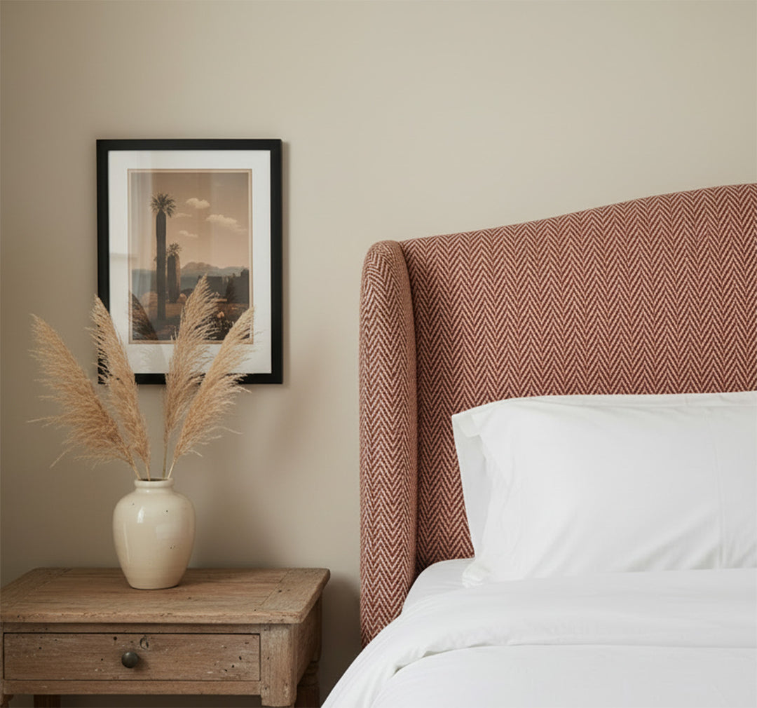 Malaga Herringbone Stripe Terracotta Fabric