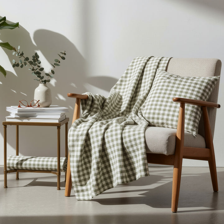 Studio Gingham Khaki Green Fabric